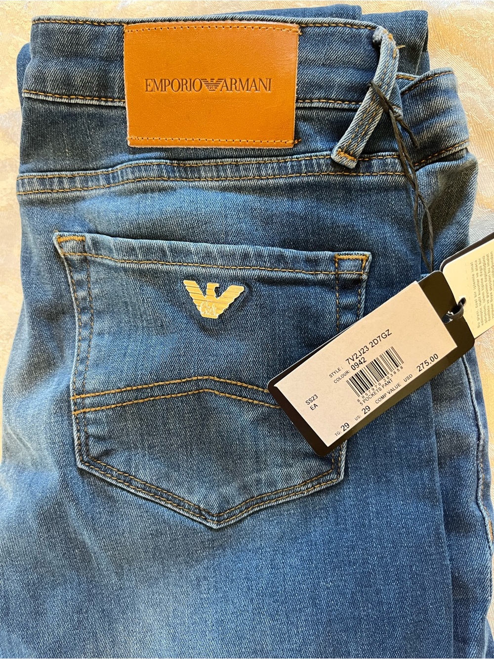 NWT Emporio Armani Straight Leg Jeans Medium Wash Size 29